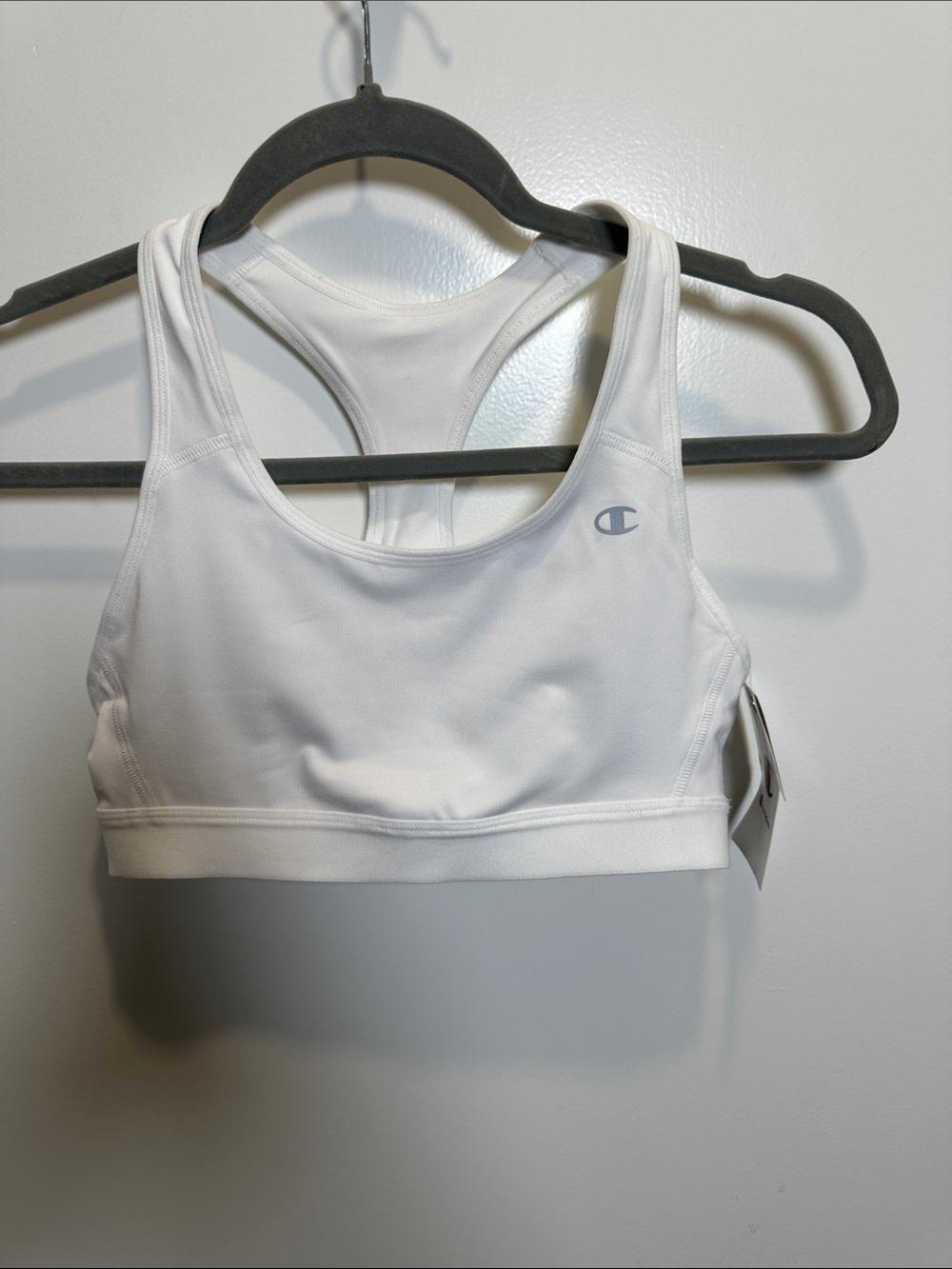 Champion White Racerback Sports Bra with Subtle Logo (61)